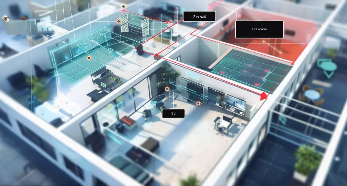 Spatial Intelligence instantly detects object classes and labels key features & measurements - This image was created using AI